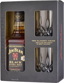 Jim Beam Black Extra Aged + 2 Poháre 43% 0.7l